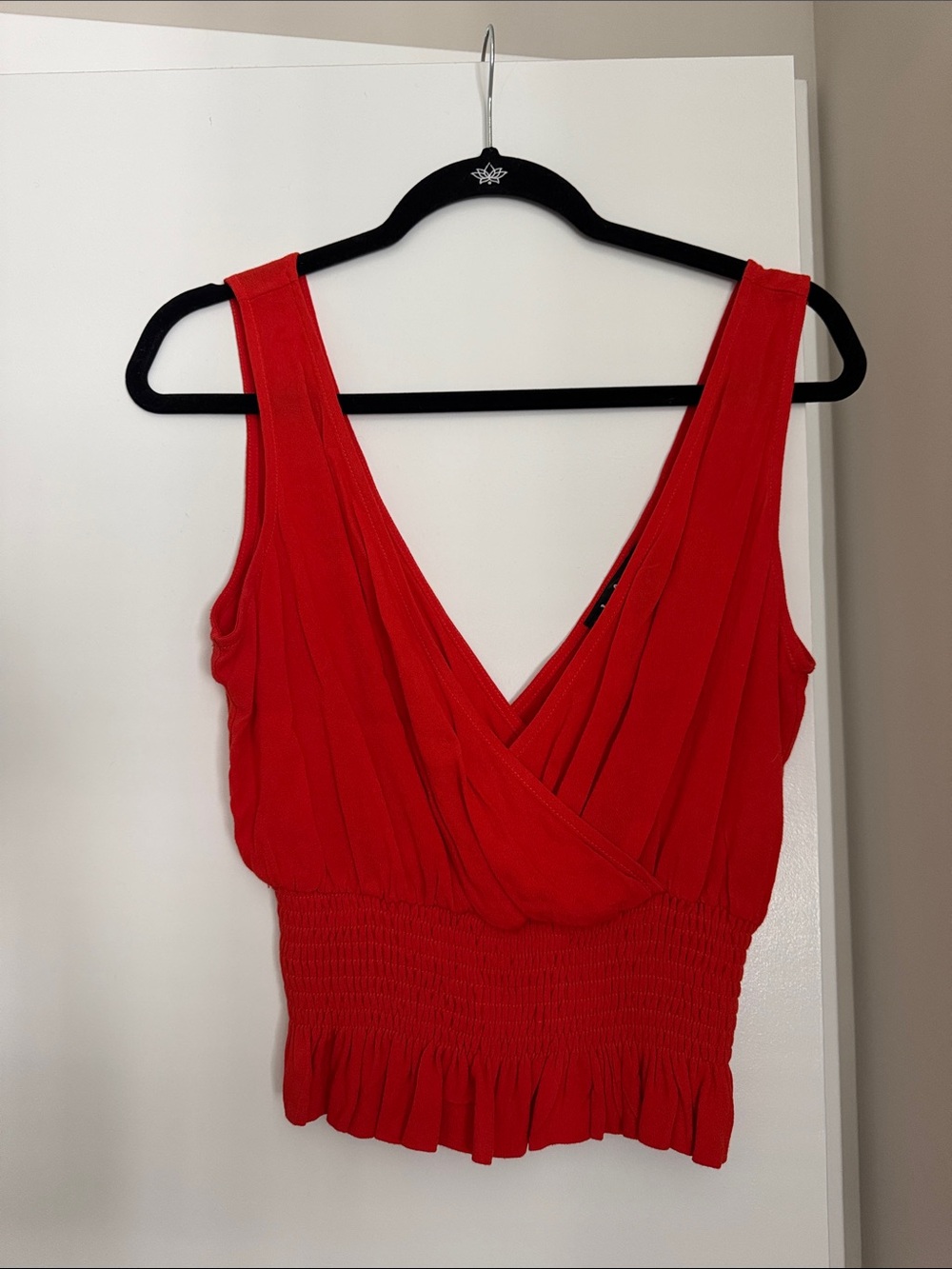 Bright Orange/Red V-Neck Sleeveless Women's Dress Top size M